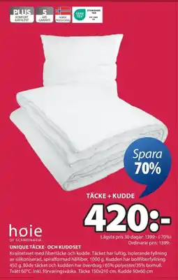 JYSK Unique täcke- och kuddset erbjuda