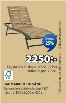 JYSK Bagmarken solsäng erbjuda