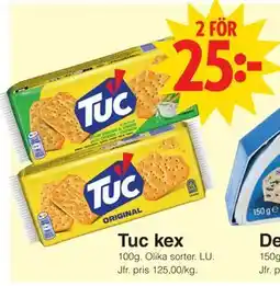 Matöppet Tuc kex erbjuda