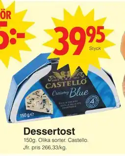 Matöppet Dessertost erbjuda