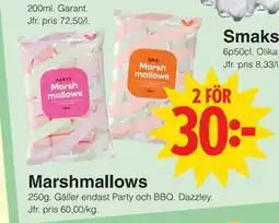 Matöppet Marshmallows erbjuda