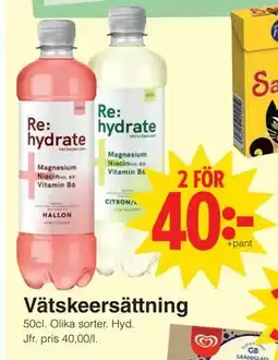 Matöppet Vätskeersättning erbjuda