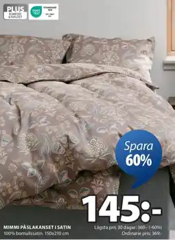 JYSK Mimmi påslakanset i satin erbjuda