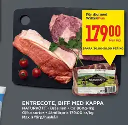 Willys NATURKOTT Entrecote, biff med kappa erbjuda