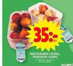 ICA Maxi NEKTARINER I KORG, PERSIKOR I KORG erbjuda
