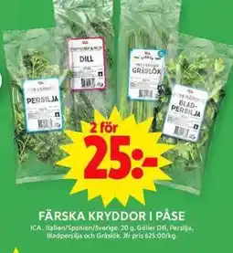 ICA Maxi FÄRSKA KRYDDOR I PÅSE erbjuda