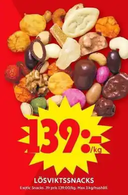 ICA Maxi LÖSVIKTSSNACKS erbjuda