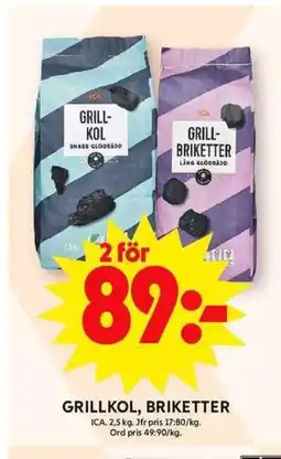ICA Maxi GRILLKOL, BRIKETTER erbjuda