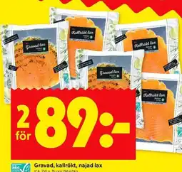 ICA Kvantum Gravad, kallrökt, najad lax erbjuda