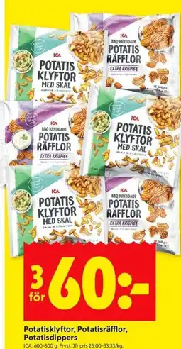 ICA Kvantum Potatisklyftor, Potatisräfflor, Potatisdippers erbjuda