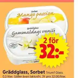 ICA Supermarket Gräddglass, Sorbet Triumf Glass. erbjuda