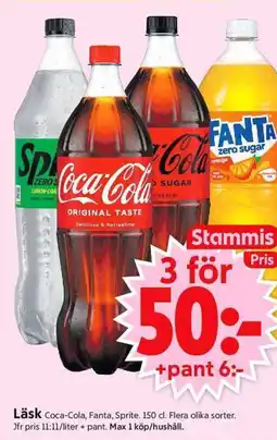 ICA Supermarket Läsk Coca-Cola, Fanta, Sprite. 150 cl. Flera olika sorter. erbjuda