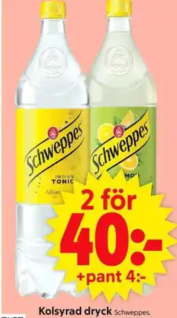 ICA Supermarket Kolsyrad dryck Schweppes. erbjuda
