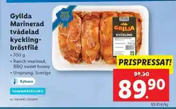 Lidl Gyllda Marinerad tvådelad kycklingbröstfilé erbjuda