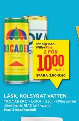 Willys LÄSK, KOLSYRAT VATTEN erbjuda