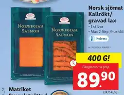 Lidl Norsk sjömat Kallrökt/gravad lax erbjuda