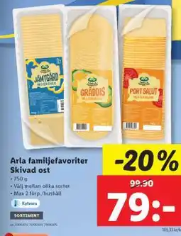 Lidl Arla Familjefavoriter skivad ost erbjuda