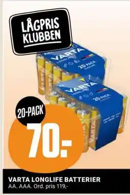 ÖoB VARTA LONGLIFE BATTERIER erbjuda
