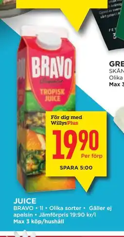 Willys JUICE erbjuda