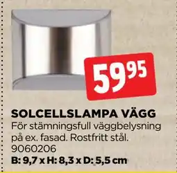 Jem&Fix SOLCELLSLAMPA VÄGG erbjuda