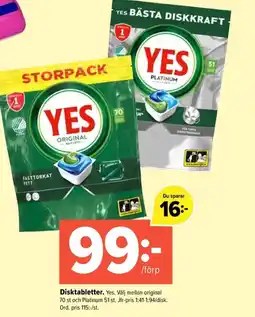 Coop Extra YES Disktabletter erbjuda