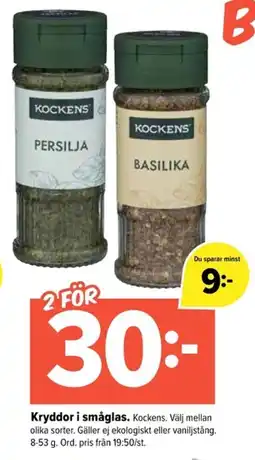 Coop Extra Kryddor i småglas erbjuda