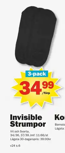 Pekås Invisible strumpor erbjuda