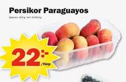 Pekås Persikor paraguayos erbjuda