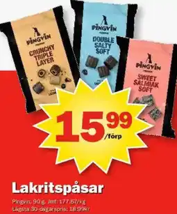 Pekås PINGVIN Lakritspåsar erbjuda