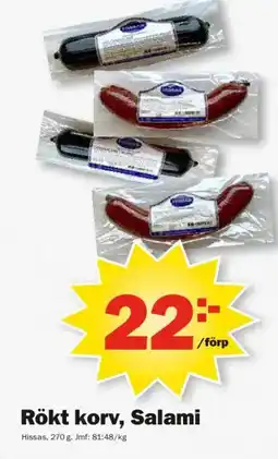 Pekås HISSAS Rökt korv, salami erbjuda