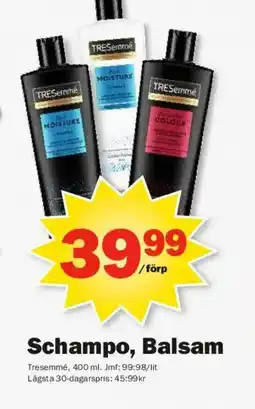 Pekås TRESEMME Schampo, balsam erbjuda