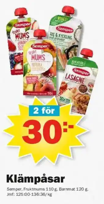 Pekås SEMPER Klämpåsar erbjuda