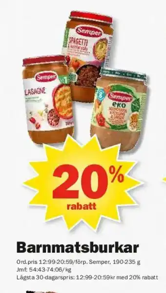 Pekås Barnmatsburkar erbjuda