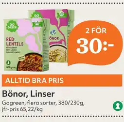Östenssons GAGREEN Bönor, linser erbjuda