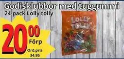 Supergrossen LOLLY TOLLY Godisklubbor med tuggummi erbjuda