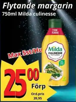 Supergrossen MILDA CULINESSE Flytande margarin erbjuda