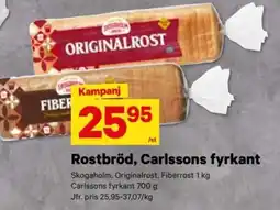 City Gross SKOGAHOLM Rostbröd, carlssons fyrkant erbjuda