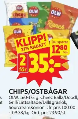 Ica Hajen Lagpris OLW Chips/ostbågar erbjuda