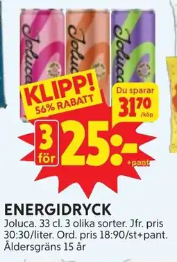 Ica Hajen Lagpris JOLUCA Energidryck erbjuda