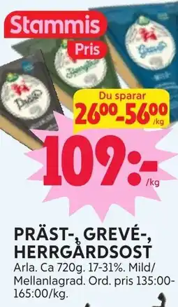 Ica Hajen Lagpris ARLA Präst-, grevé-, herrgårdsost erbjuda