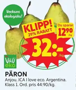 Ica Hajen Lagpris Päron erbjuda