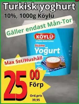 Supergrossen Turkisk yoghurt erbjuda
