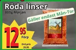 Supergrossen Röda linser erbjuda