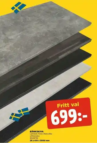 Jem&Fix Bänkskiva 28x610x3000 mm erbjuda