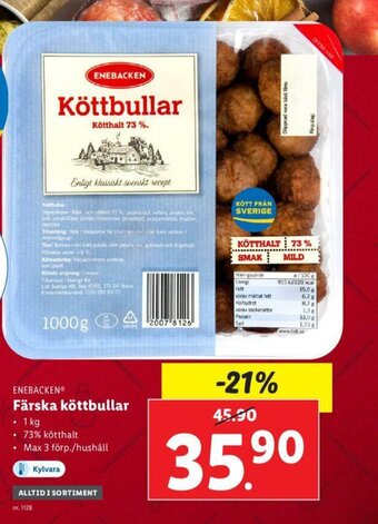Lidl Enebacken Färska Köttbullar 1kg erbjuda