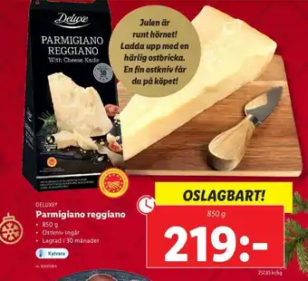 Lidl Deluxe Parmigiano reggiano 850g erbjuda