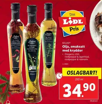 Lidl Deluxe Olja, smaksatt med kryddor 250ml erbjuda