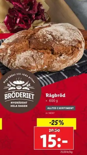Lidl Rågbröd 600g erbjuda