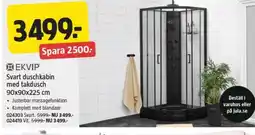 Jula EKVIP Svart duschkabin med takdusch erbjuda
