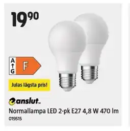 Jula Normallampa LED 2-pk E27 4,8 W 470 Im erbjuda